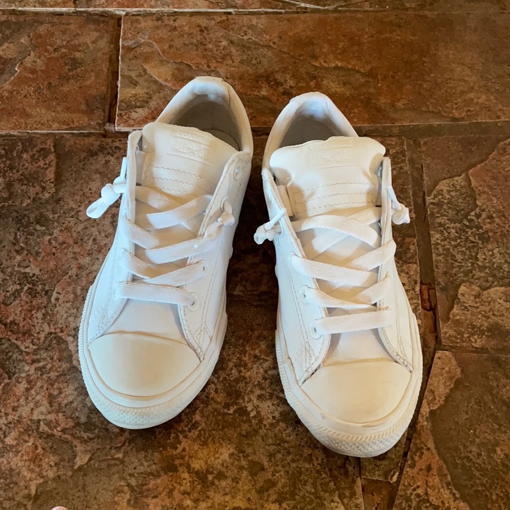 Kids white converse sneakers